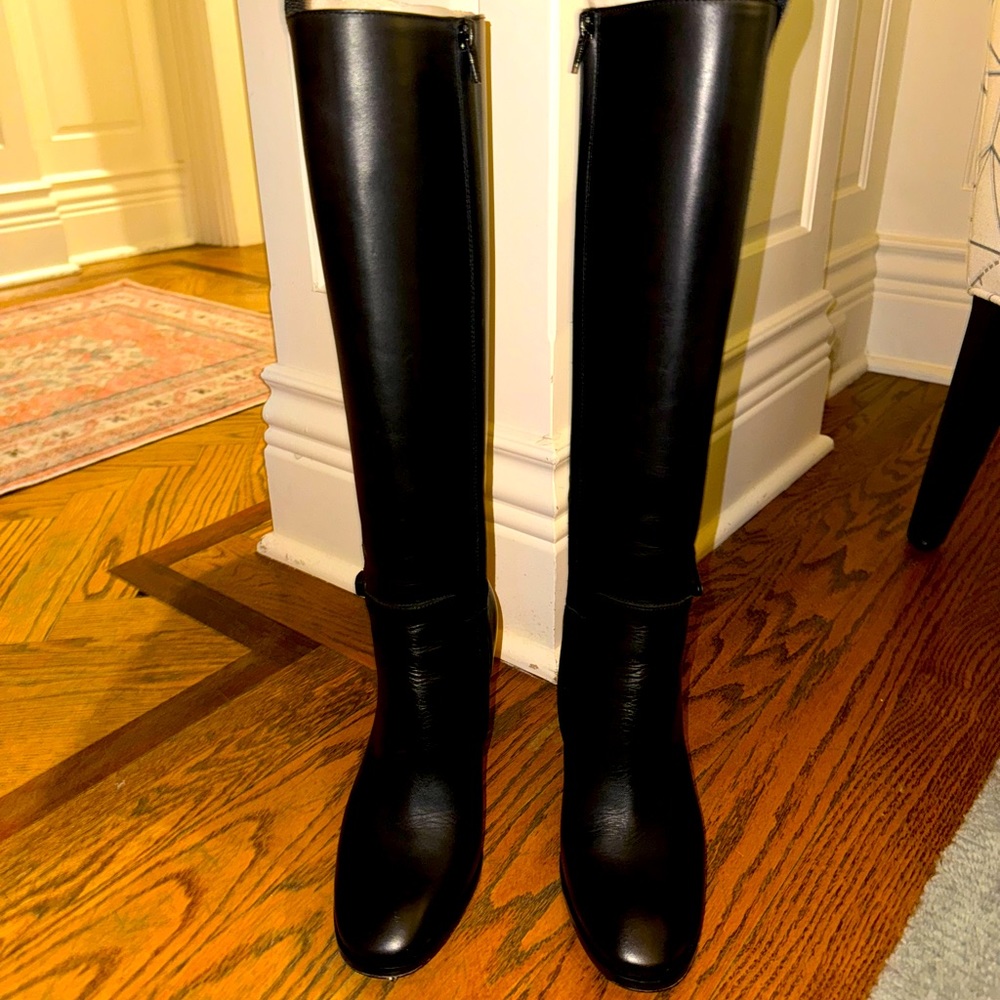 John Galliano knee high black boots